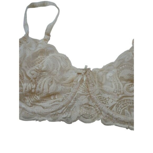 Vintage Victoria’s Secret Bra Ivory Cream Lace Underwire 36C 90s Romantic - Picture 2 of 5